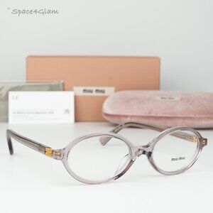 BRAND NEW Miu Miu MU01XV 12W1O1 Mauve Transparent Demo Oval Unisex Eyeglasses